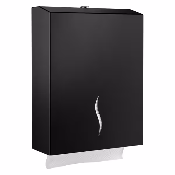 Handdoekdispenser voor gevouwen handdoeken - voor 2 pakken Z-vouw - RVS - zwart