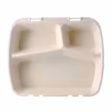 (60 szt.) Pojemnik wielorazowy na wynos 3‑komorowy - 1L - Biokompozyt - 245x200x45mm - Kremowobiały - Możliwość sztaplowania