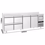 Barkoeledag PREMIUM - 2690x600mm - 775l - met 2 deuren & 4 laden, spatrand & uitklopper voor koffie