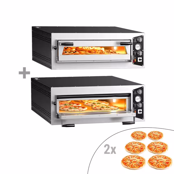 (2 Stück) Elektro Pizzaofen - 6+6x 35cm (Tief) - Manuell