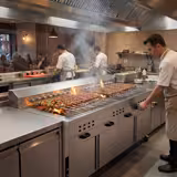 Mangal Charcoal Grill - 2000mm - with cabinet base - for Adana & Shish Kebab - 30 automatic rotating skewers