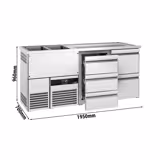Hűtött bárpult PREMIUM - 1950x700 mm - 5 fiók