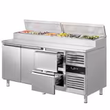 Commercial Refrigerated Prep Table PREMIUM – 1795 mm – 1 Door + 4 Drawers – 8x GN 1/3 – Split Lid