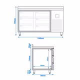 Koelwerkbank PREMIUM PLUS - 1468x700mm - met 6 laden - opstand
