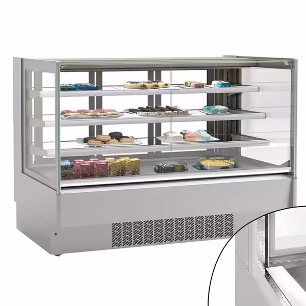 Vetrina pasticceria refrigerata Lina - 548l - 1915mm - Doppio vetro - con 3 ripiani - porte posteriori scorrevoli; LED interni