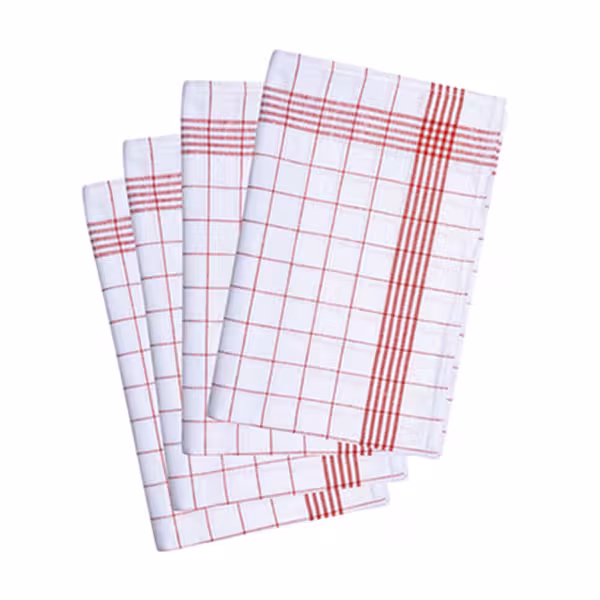 (10 pcs) Tea towel made of Cotton Glass cloth - 50x70cm - Red checked