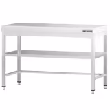 Mesa de trabajo de acero inoxidable | central PREMIUM - 1200x600mm - con estante inferior y refuerzo omega