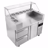 Saladette Kompakt - 1210x700 mm - glasöverdel - 1 dörr & 2 lådor - för 9x GN 1/6 - inkl. Crêpes‑apparat & degfördelare