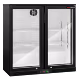 Barkoelkast - 900mm - 220 Liter - met 2 glazen klapdeuren - zwart