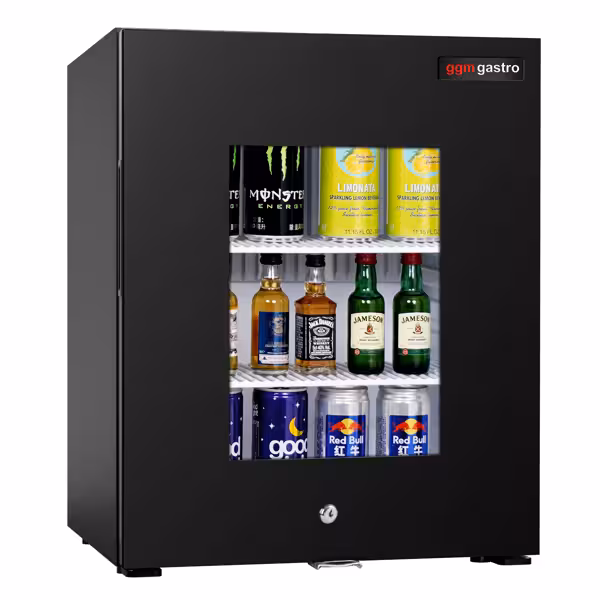Minibar - 402 mm - 36 l - med 1 glasdörr & nyckellås & LED-belysning - svart