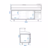 Ψυγείο Πάγκος Πίτσας Premium PLUS - 2305x800mm - με 2 πόρτες & 2 συρτάρια - με ψυχόμενη βιτρίνα - 11x GN 1/4