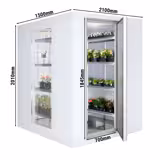 Commercial Walk-In Cold Room - 2100x1500mm - 4,80m³ (4800L) - with 3 glass sides