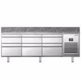 Banco pizza refrigerato PREMIUM PLUS - 1980x700mm - con 1 porta & 6 cassetti - piano in granito