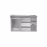 منضدة البار PREMIUM PLUS - 1550x700mm - 1 باب زجاجي & 3 أدراج