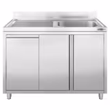 Commercial sink cabinet - 1200 x 600 mm - With waste bin and 1 sink (right)