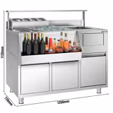 Cocktail-Zubereitungstisch - Edelstahl - 1200x720mm - mit 2 Schubladen