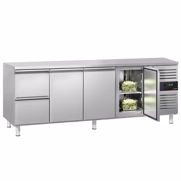 Commercial Counter Fridge ECO - 2230x700mm - with 3 doors - 2 drawers [GN 1/1] - capacity 553 litres