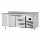 Table réfrigérée Premium PLUS - 1960 x 700 mm - avec 2 portes - 3 tiroirs - avec dosseret