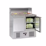 Commercial Saladette Counter ECO - 903mm - 240L - Black Front - 2 doors - with glass canopy for 5 x GN 1/6 & stainless steel hinged lid