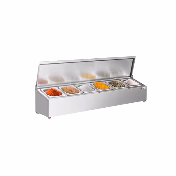 Prateleira para especiarias - 6x GN 1/6 - de bancada - com recipientes GN incluídos - 990mm