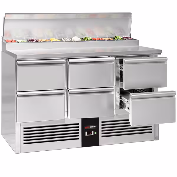 Saladette PREMIUM - 1368x700mm - 6 lades - voor 8x GN 1/6