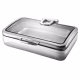 Chafing dish - GN 1/1 - con coperchio con finestra in vetro e chiusura assistita (soft-close) - in acciaio inox