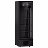 Commercial Beverage Display Fridge - 590mm - 294 Litres - 1 hinged glass door - LED lighting - digital controller with temperature display - Black - Temperature range 2 to 8 °C