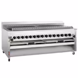 Grill gazowy - 43kW - 2000mm - Wolnostojący - 1005mm głębokości - Ruszt na stałej wysokości - 15 strefy grzewcze - do kebabów Adana i szaszłyków - z mechanizmem obrotowym do 30 szpikulców