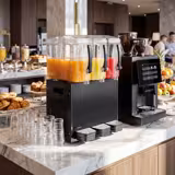 Commercial Cold Drinks Dispenser - 3x polycarbonate tanks with tap - 3x 10 Litres - 600W - Black - incl. drip tray