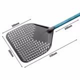 مجرفة بيتزا - EVOLUZIONE - ألمنيوم - رأس مستطيل خفيف الوزن سطح ألمنيوم مؤكسد - 300x300mm - مثقبة - S.H.A. خاصة - مقبض ألمنيوم أزرق