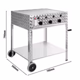 Commercial Gas Chargrill - 10kW - Freestanding - 560mm Deep - 3 Burners - 1 Grill Grids - Polished - incl. Grill Grid, Baking Trays, Base Frame