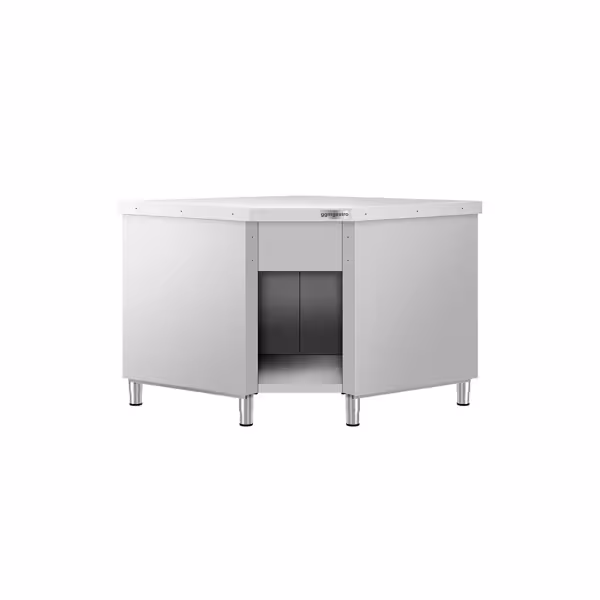 Tavolo armadiato ad angolo in acciaio inox KOPENHAGEN - 1001x1001mm