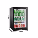 Frigo Bar - 600mm - 126 litri - con 1 porta a battente in vetro - Nero