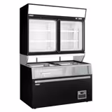 Süpermarket Duvar Tipi Dondurucu Reyonu - 1454mm - 634L - 2 cam kapı & 4 Raf - Derin dondurucu ada dahil - Siyah