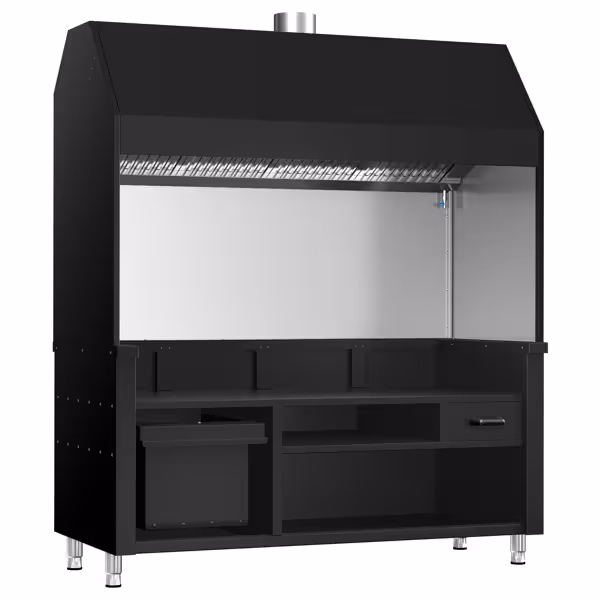 Elemento neutro para parrilla de carbón y gas - 1760x890x2150mm - acero inoxidable AISI 304 - Negro - con 4 filtros de descalcificación - compatible con KGE1600 y 2x GGE800