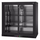 Ψυγείο μπαρ Back Bar βιτρίνα - 900 mm - 220 l - με 2 συρόμενες γυάλινες πόρτες - μαύρο εσωτερικά & εξωτερικά