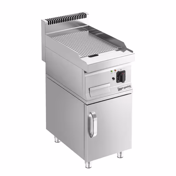 Elektrische bakplaat - 4,5 kW - Geribbeld - Bakoppervlak: 400x600mm - met onderkast (1 deur)