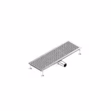 Caniveau de sol en acier inoxydable - 900x300mm - sortie horizontale Ø70mm - avec caillebotis