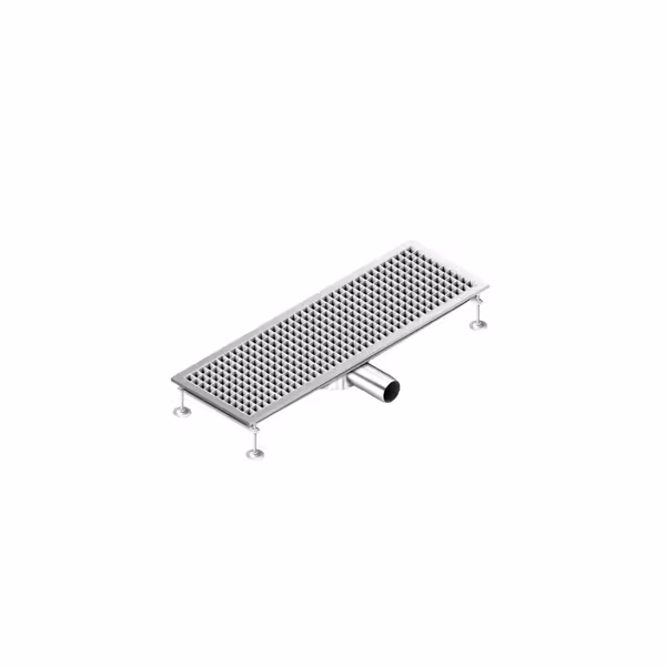 RVS vloerput - 900x300mm - lage inbouwhoogte & zijuitlaat - DN70