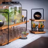 Présentoir buffet - 2 niveaux - PERFECTO SMALL - Rectangulaire - Structure en métal - Plateaux en chêne/bois