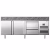 Commercial Pizza Prep Counter - Granite Top PREMIUM PLUS - 1980x700mm - with 2 doors & 2 drawers