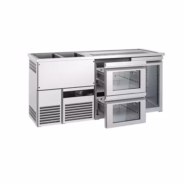 Bierkoeling PREMIUM - 1950x700mm - 1 glazen deur & 2 laden