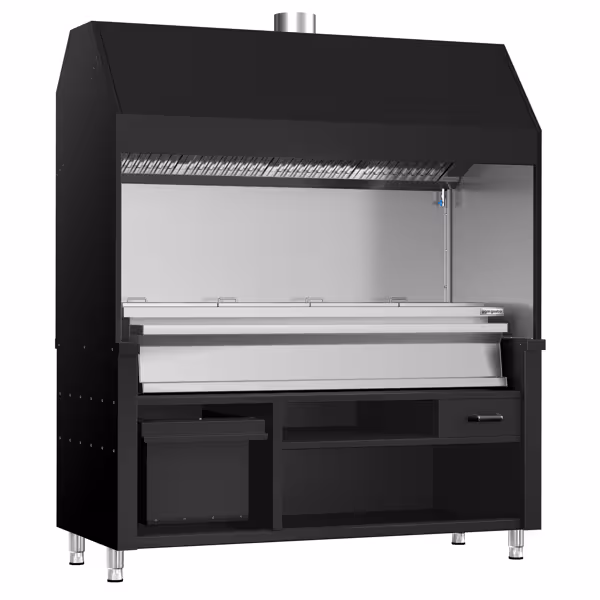 Charcoal Grill - 1760mm - Black - 8 grill grates