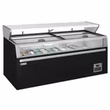 Supermarket- Lasiovellinen seinäpakastekaappi - 2104 mm - 346 l - -22 – -18 °C - mukana 3 lasiset saranaovet & 6 hyllyä - sis. pakastesaari - musta