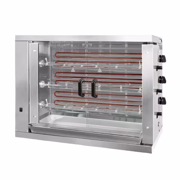 Elektrische kippengrill roterend - 14,4kW - 3 spitten voor 18 kippen