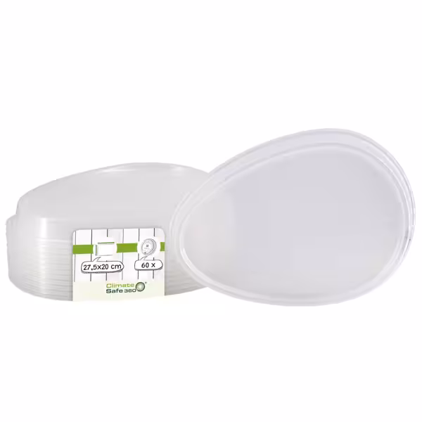 (60 kusů) Víčka pro opakované použití - průhledná - vhodná pro opakovaně použitelné nádoby na jídlo 275x200mm