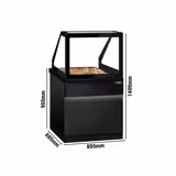 Sıcak Servis Bankosu TORONTO - 800mm - Siyah Ön Panel - 2x GN 1/1 - Siyah Granit Üst Tabla