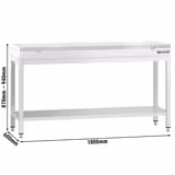 RST-työpöytä PREMIUM - 1800x600 mm - alatasolla - sis. leikkuulauta valkoinen