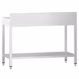 Mesa de trabajo de acero inoxidable mural PREMIUM - 1000x700mm - con estante inferior y peto trasero y refuerzo omega