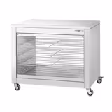 Profesionalni grijani ormar za hranu - 2 kW - s kliznim staklenim vratima, staklena stražnja stijena - 4 police - 1098x480x840 mm